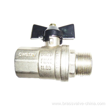 Aluminum butterfly handle brass ball valve FxM